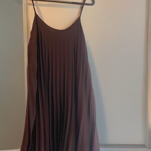 Elegant Brown Pleated Dress